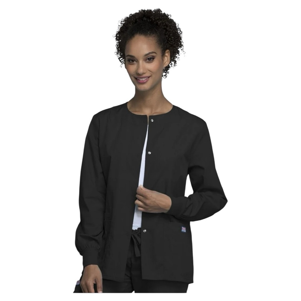 Cherokee Workwear Black Snap-Front Scrub Jacket | Size S l Poshmark